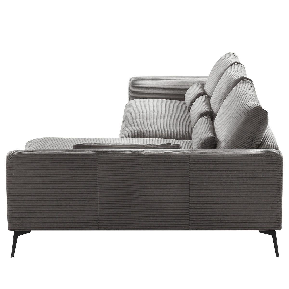 ECKSOFA Grau Cord Nierenkissen, Rückenkissen  - Schwarz/Grau, Design, Textil/Metall (313/172cm) - P & B