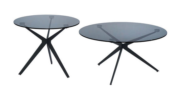 BEISTELLTISCH rund Grau, Schwarz  - Schwarz/Grau, Design, Glas/Metall (60/60/48cm) - Dieter Knoll