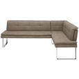 ECKBANK 213/154 cm in Taupe, Chromfarben - Taupe/Chromfarben, Design, Textil/Metall (213/154cm) - Novel