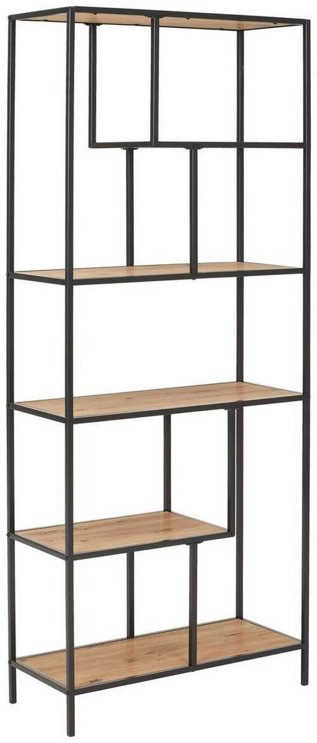 REGAL Schwarz, Eichefarben  - Eichefarben/Schwarz, Trend, Holzwerkstoff/Metall (77/185/33cm) - Xora