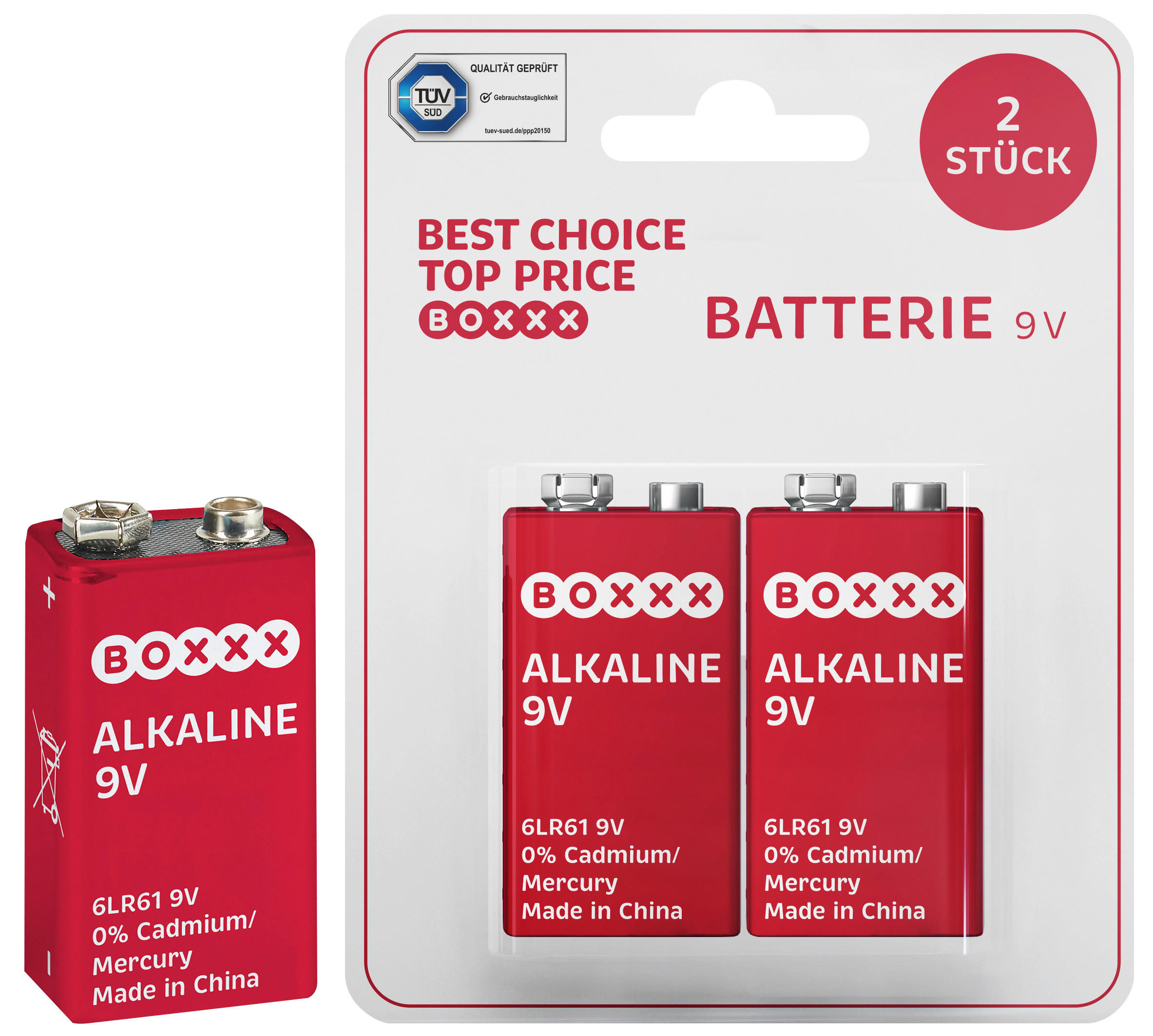 BATTERIE - Weiss/Rot, Basics (9/11,5/2cm) - Boxxx