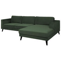 ECKSOFA Velours Dunkelgrün  - Wengefarben/Dunkelgrün, Modern, Holz/Textil (308/167cm) - Trendmanufaktur