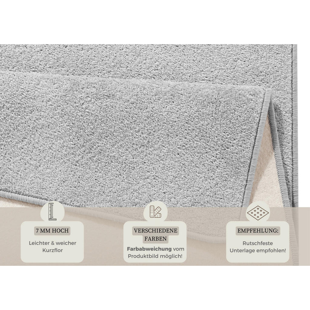 Thumbnail - Hanse Home Flachwebeteppich Fancy, Hellgrau, Kunststoff, Uni, rechteckig, 80x150 cm, strapazierfähig, pflegeleicht, stuh...