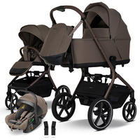KINDERWAGENSET MAVI 3in1 Premium  - Mokka, Basics, Textil/Metall (92/55/110,5cm) - My Junior