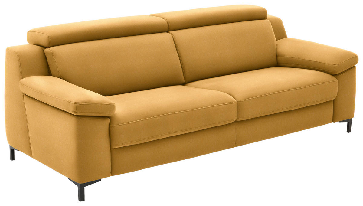 3-SITZER-SOFA in Chenille Gelb  - Gelb/Schwarz, Design, Textil/Metall (230/104/104cm) - Valdera