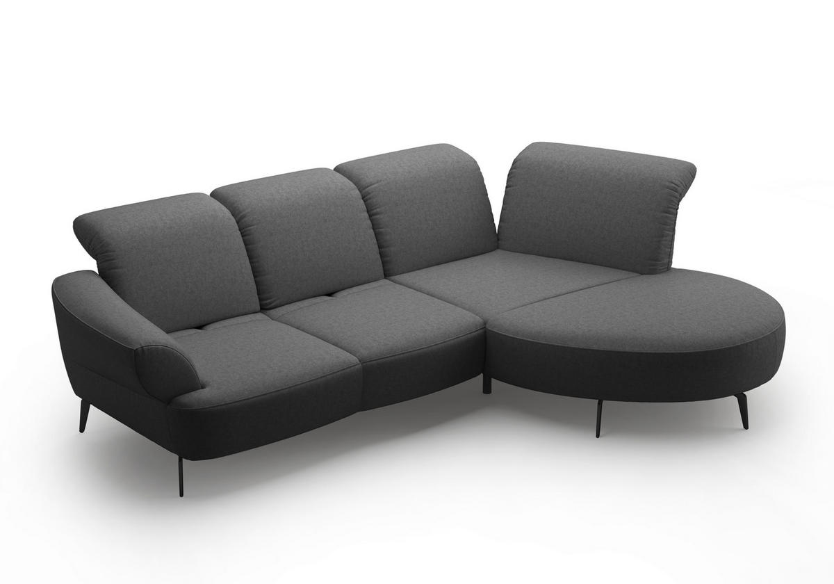ECKSOFA DANCE E Dunkelgrau Flachgewebe  - Dunkelgrau/Schwarz, MODERN, Textil/Metall (313/208cm) - Sit & More
