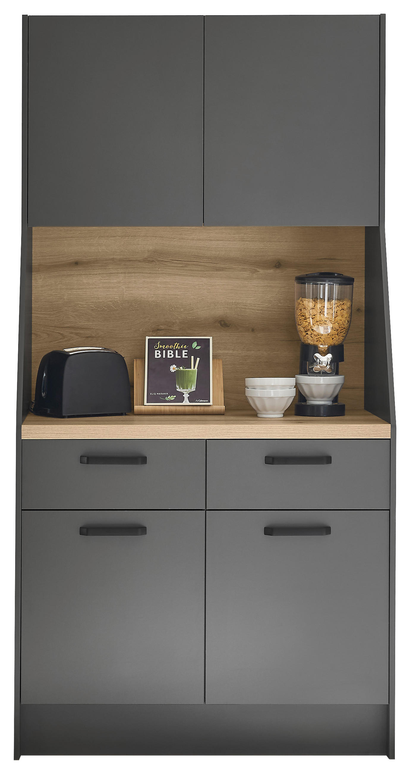 BUFFET 103/205/58 cm   - Schwarz/Graphitfarben, Design, Holzwerkstoff/Kunststoff (103/205/58cm) - MID.YOU