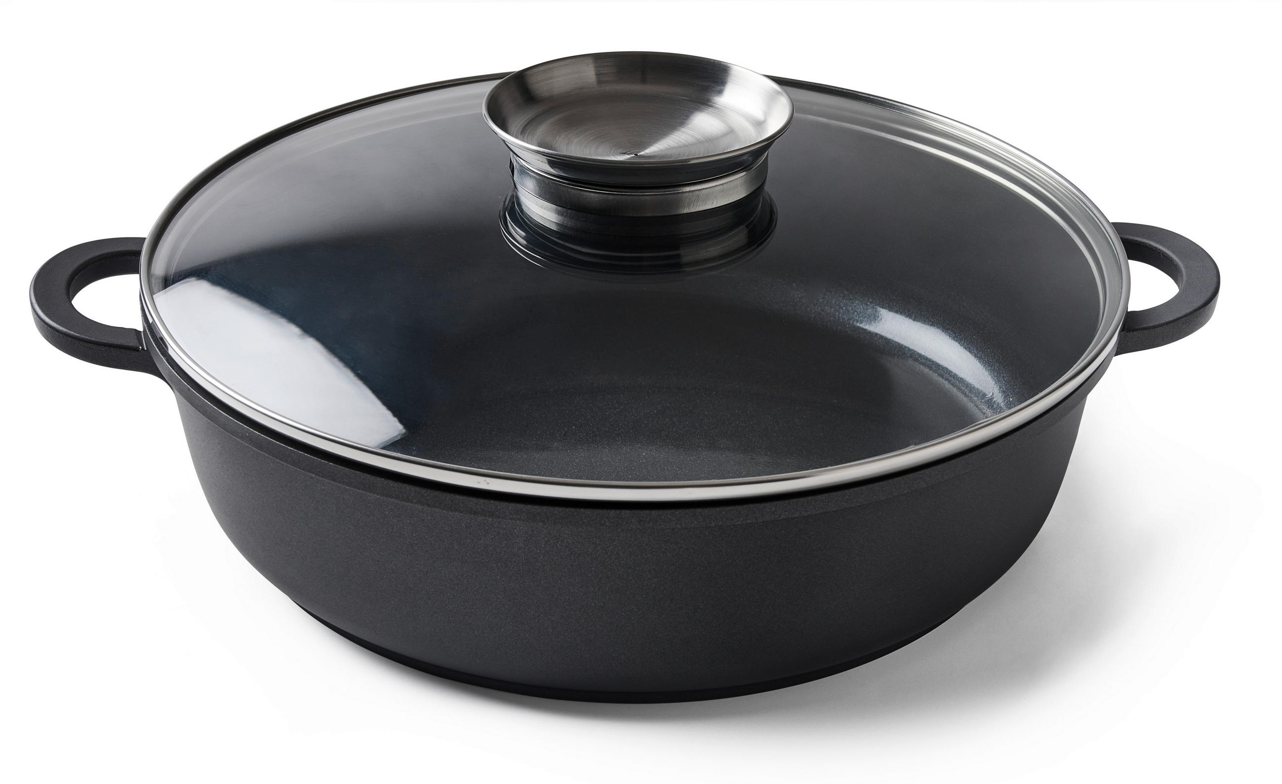 SERVÍROVACÍ PÁNEV  nepřilnavý povrch Greblon®  28/7,5 cm  - černá/čiré, Basics, kov/sklo (28/7,5cm) - Homeware Profession.
