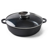 SERVÍROVACÍ PÁNEV  nepřilnavý povrch Greblon®  28/7,5 cm  - černá/čiré, Basics, kov/sklo (28/7,5cm) - Homeware Profession.