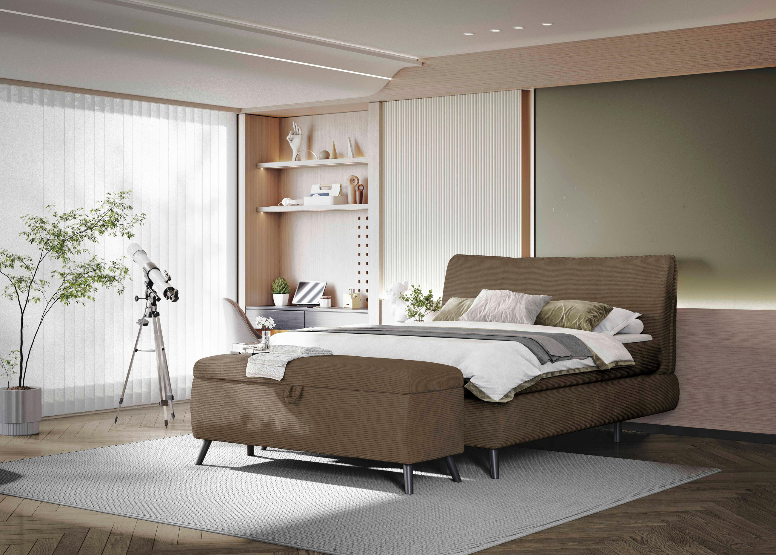 BOXSPRINGBETT 180/200 cm  in Braun  - Schwarz/Braun, Trend, Holz/Textil (180/200cm) - Esposa