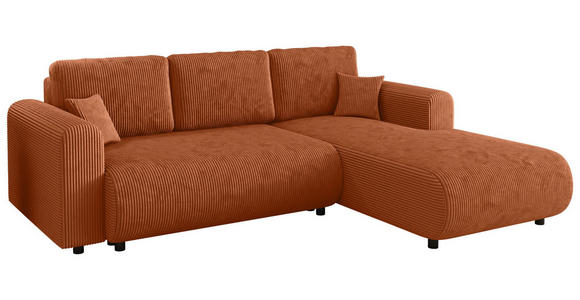 ECKSOFA inkl. Funktionen Terracotta Cord  - Terracotta/Schwarz, KONVENTIONELL, Kunststoff/Textil (260/200cm) - Xora