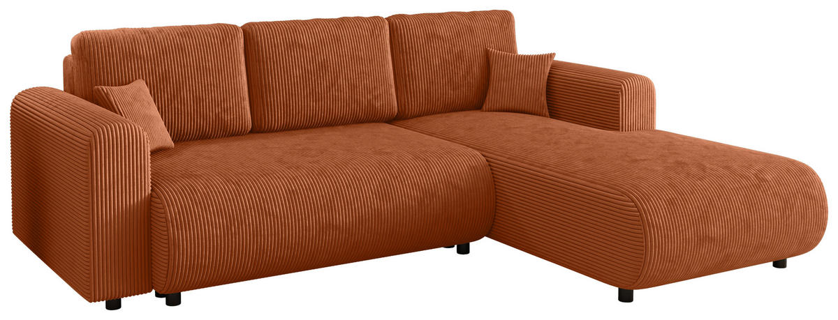 ECKSOFA inkl. Funktionen Terracotta Cord  - Terracotta/Schwarz, KONVENTIONELL, Kunststoff/Textil (260/200cm) - Xora