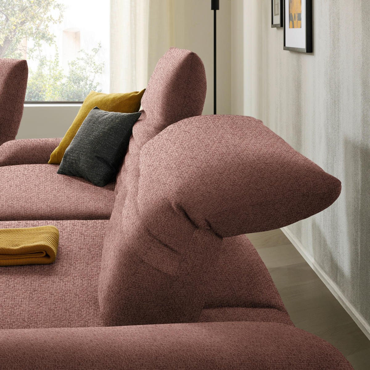 ECKSOFA in Chenille Rotbraun  280/170-195 cm  - Rotbraun/Schwarz, Design, Textil/Metall (280/170-195cm) - Dieter Knoll
