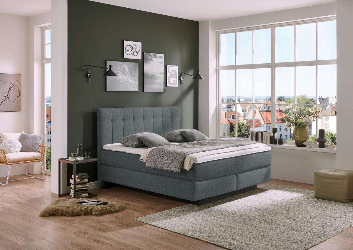 BOXSPRINGBETT 180/200 cm  in Anthrazit  - Anthrazit/Schwarz, MODERN, Holzwerkstoff/Kunststoff (180/200cm) - Beldomo - Sleep