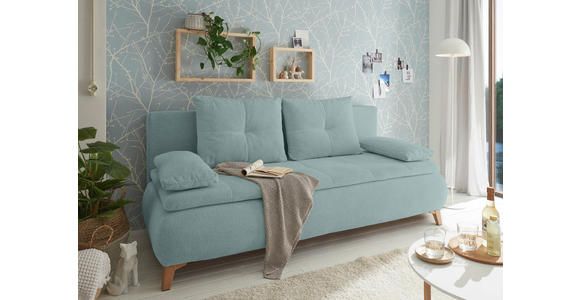 SCHLAFSOFA Webstoff Mintgrün  - Eichefarben/Mintgrün, Design, Kunststoff/Textil (202/94/104cm) - Carryhome