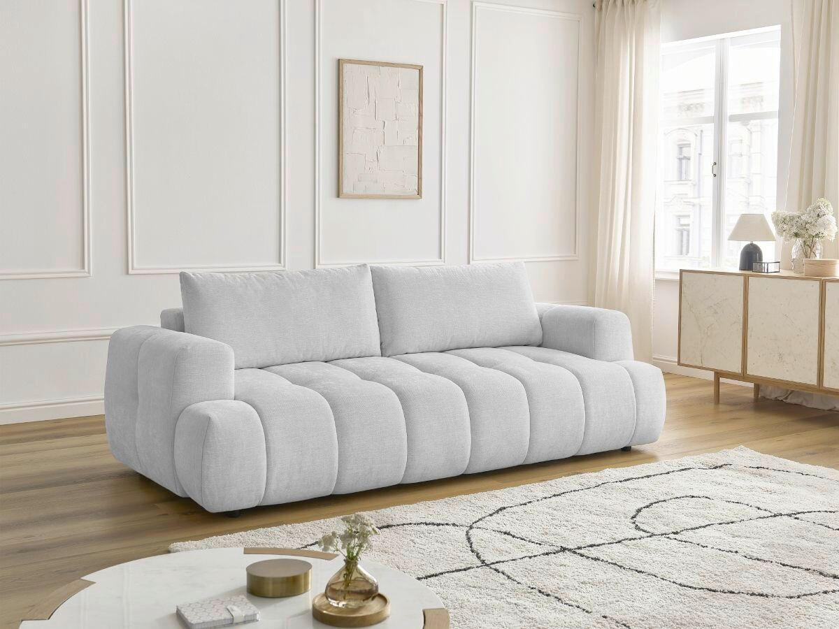 SCHLAFSOFA FUJI Leinenoptik Hellgrau  inkl.  - Hellgrau/Schwarz, MODERN, Kunststoff/Textil (251/113/88cm)