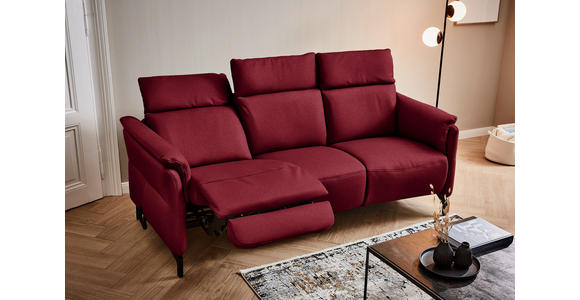 TRAPEZSOFA in Mikrofaser Rot  - Rot/Schwarz, KONVENTIONELL, Textil/Metall (221/103/95cm) - Dieter Knoll