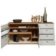 SIDEBOARD Weiß, Wildeiche  180,3/83,9/42,4 cm  - Wildeiche/Edelstahlfarben, Design, Glas/Holz (180,3/83,9/42,4cm) - Dieter Knoll