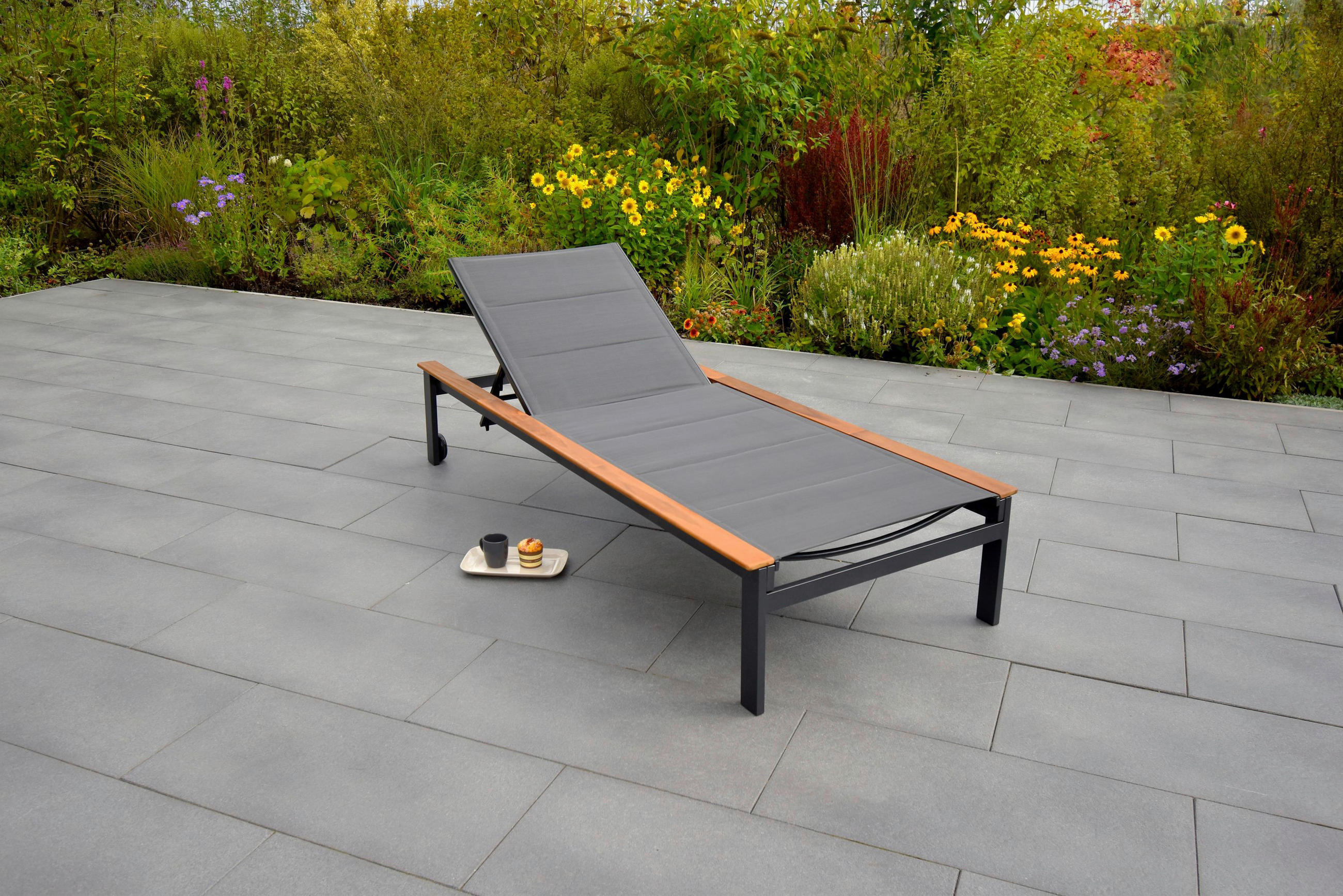 GARTENLIEGE 198/103/84 cm - Graphitfarben/Naturfarben, MODERN, Holz/Kunststoff (198/103/84cm) - Gardenson