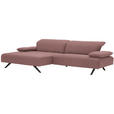 ECKSOFA in Flachgewebe Rosa  - Anthrazit/Rosa, Design, Textil/Metall (166/280cm) - Ambiente