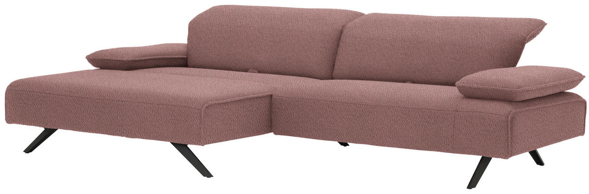 ECKSOFA in Flachgewebe Rosa  - Anthrazit/Rosa, Design, Textil/Metall (166/280cm) - Johann Jakob