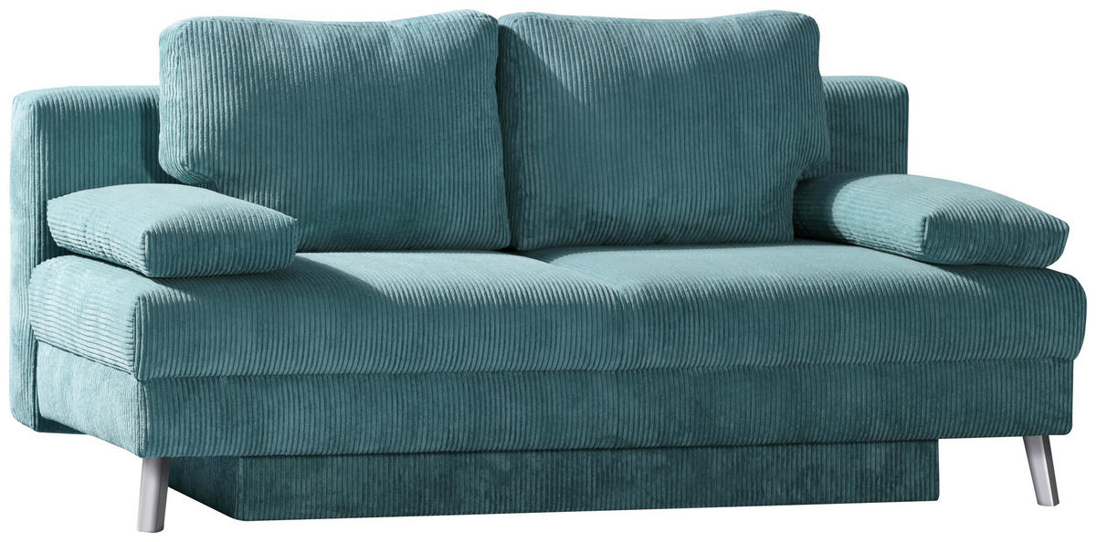 SCHLAFSOFA Cord Türkis  - Türkis/Chromfarben, Design, Textil/Metall (194/91/90cm) - Novel
