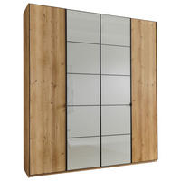 DREHTÜRENSCHRANK 200/236/58 cm 4-türig Champagner, Eiche Bianco  - Schieferfarben/Eiche Bianco, Design, Glas/Holzwerkstoff (200/236/58cm) - Novel