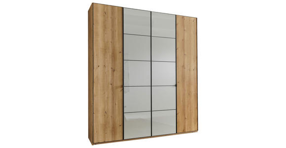 DREHTÜRENSCHRANK  in Champagner, Eiche Bianco  - Schieferfarben/Eiche Bianco, MODERN, Glas/Holzwerkstoff (200/236/58cm) - Novel