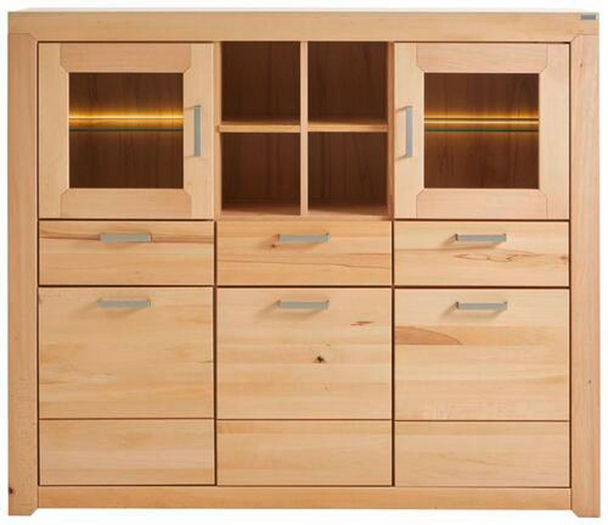 HIGHBOARD  in 160/136/40 cm  - Silberfarben/Buchefarben, Natur, Glas/Holz (160/136/40cm) - Cantus