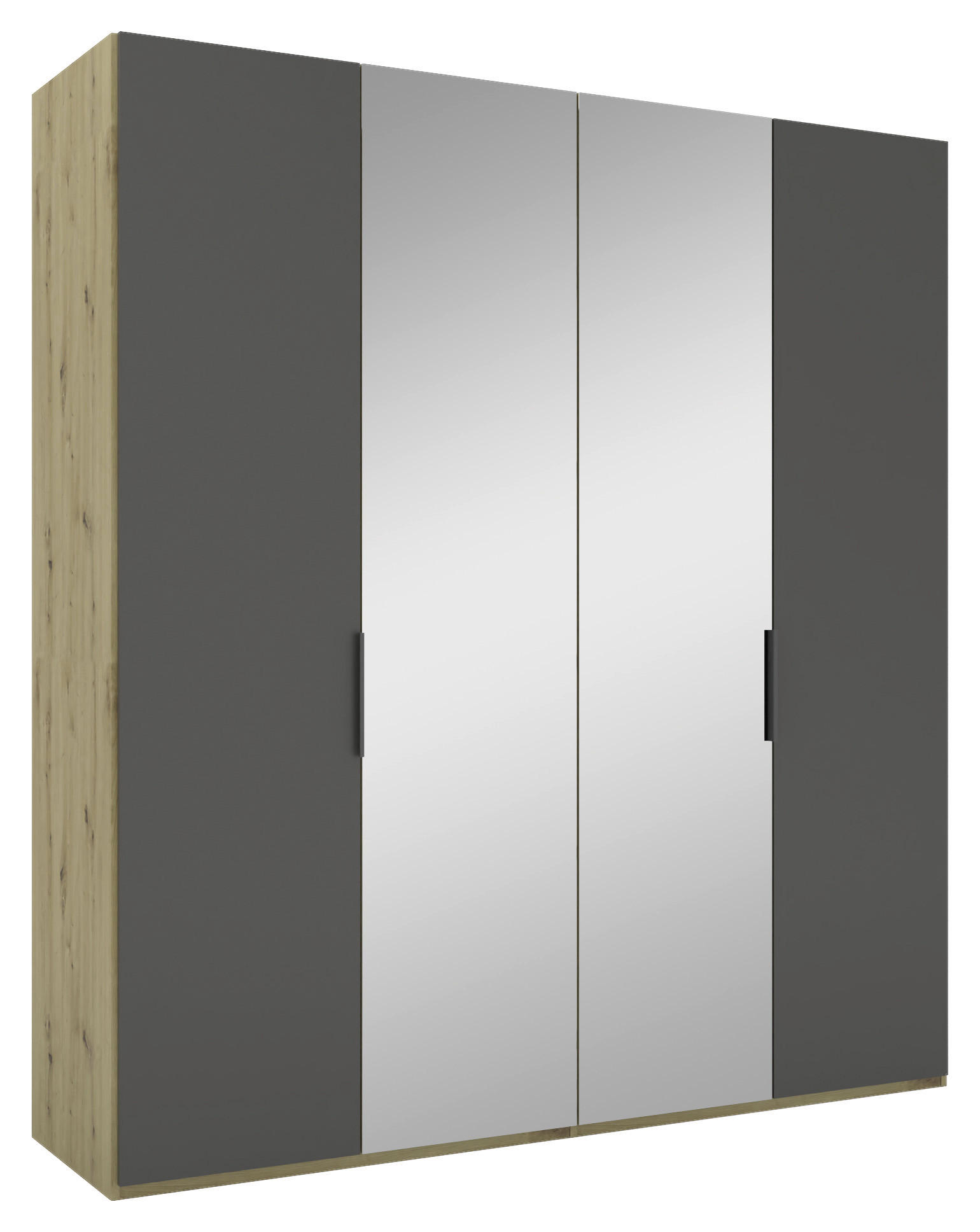 DREHTÜRENSCHRANK 200/223/62 cm 4-türig  - Anthrazit/Schwarz, KONVENTIONELL, Glas/Holzwerkstoff (200/223/62cm) - Visionight