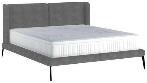 KÁRPITOZOTT ÁGY 180/200 cm  szürke  - fekete/szürke, Modern, textil/fém (180/200cm) - Livetastic