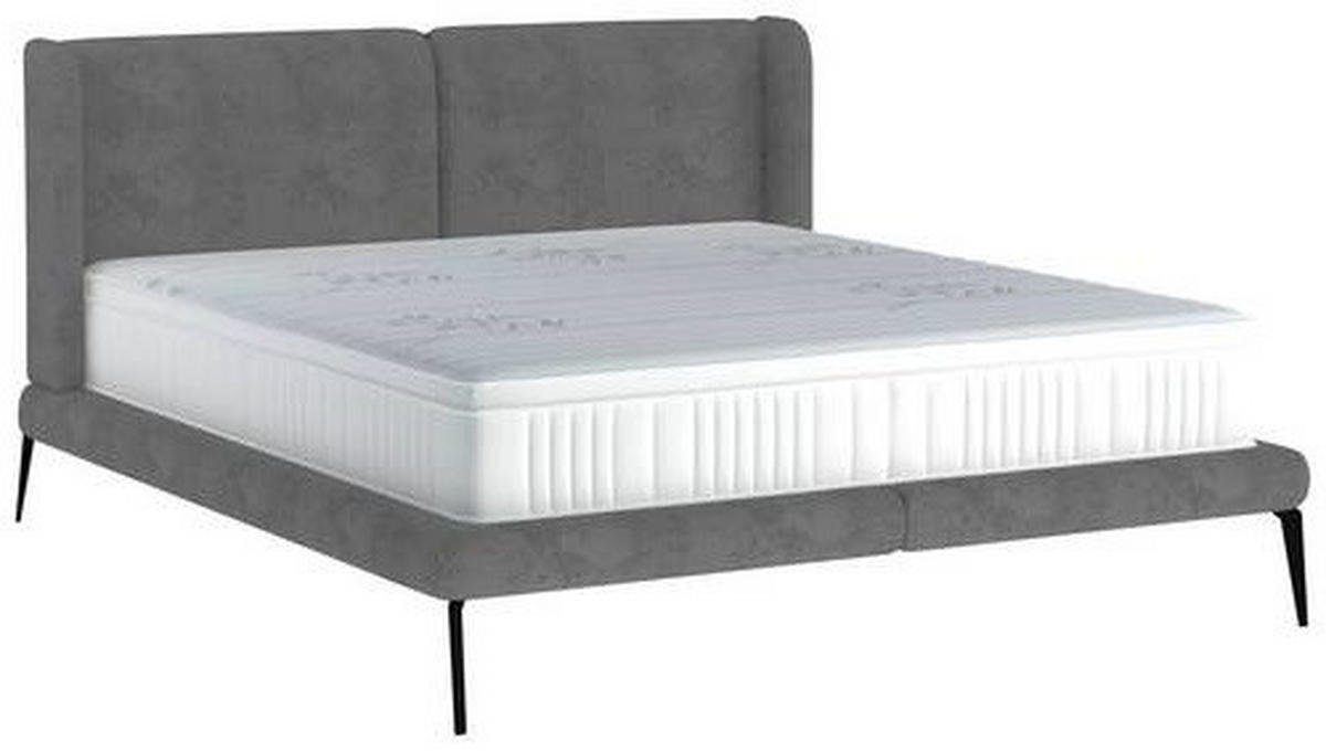 POLSTERBETT gepolstertes Kopfteil 180/200 cm  in Grau  - Schwarz/Grau, MODERN, Textil/Metall (180/200cm) - Livetastic