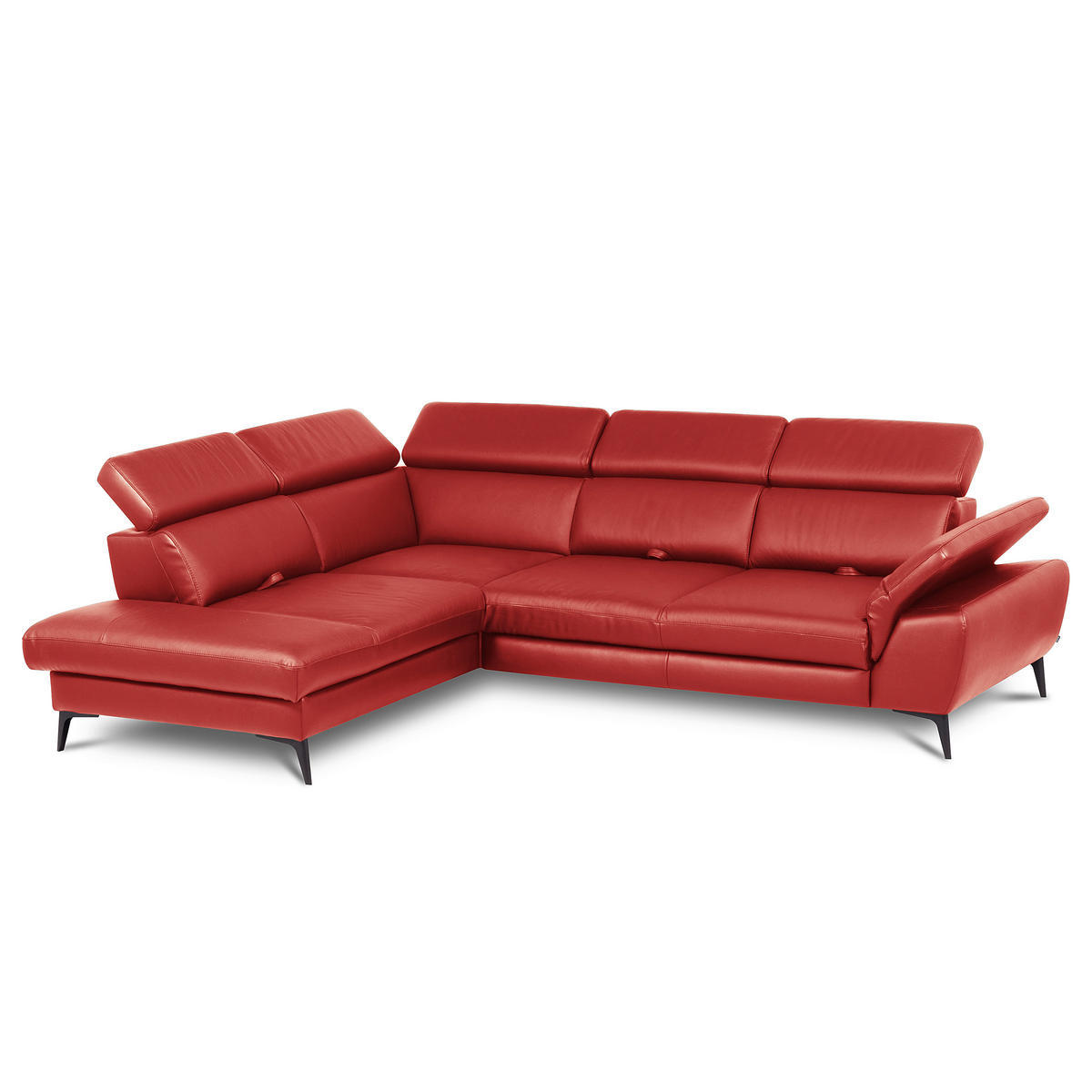ECKSOFA  in Lederlook Echtleder Rot  220/274 cm  - Rot/Schwarz, Design, Leder/Textil (220/274cm) - Livetastic