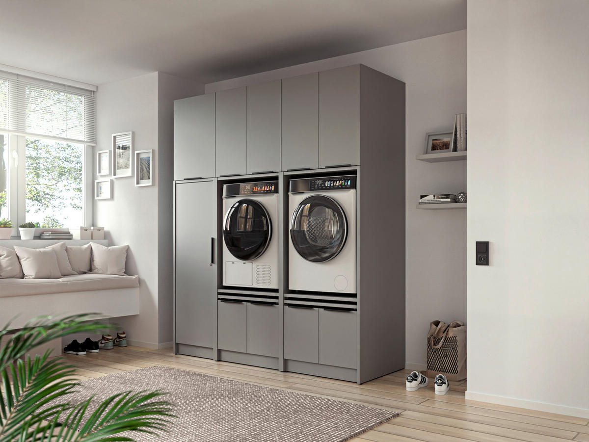 AUFSATZSCHRANK 70/70/68 cm   - Schwarz/Grau, Basics, Holzwerkstoff/Metall (70/70/68cm) - MID.YOU