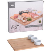SUSHI-GESCHIRRSET  - Weiß/Braun, Trend, Naturmaterialien/Keramik (28/13/24cm)