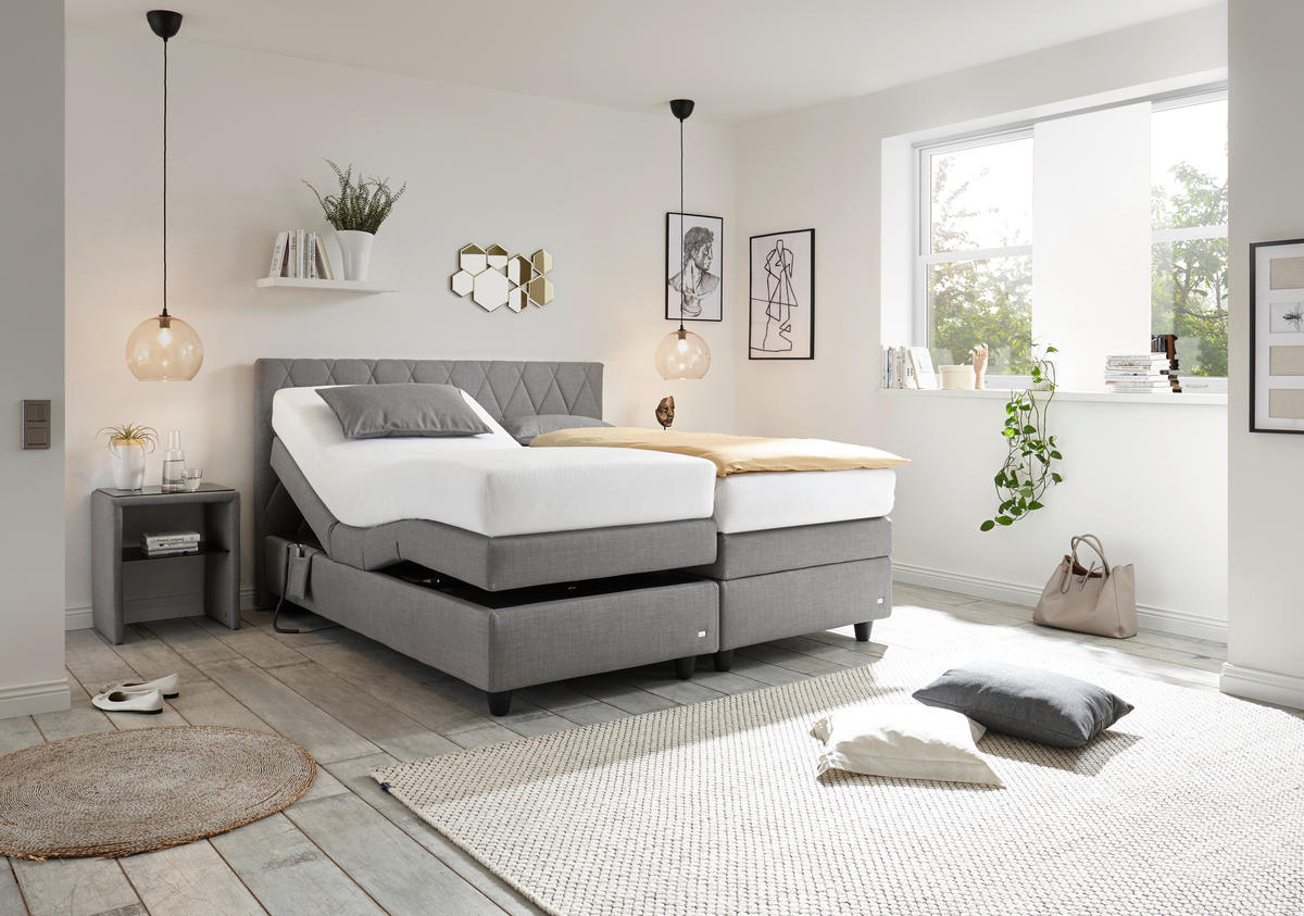 BOXSPRINGBETT 180/200 cm  in Grau  - Schwarz/Grau, Design, Kunststoff/Textil (180/200cm) - RUF Betten