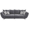 BIGSOFA in Webstoff Grau  - Edelstahlfarben/Grau, Design, Textil/Metall (300/79/133cm) - Hom`in