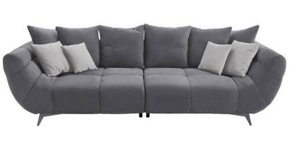 BIGSOFA in Webstoff Grau  - Edelstahlfarben/Grau, Design, Textil/Metall (300/79/133cm) - Hom`in