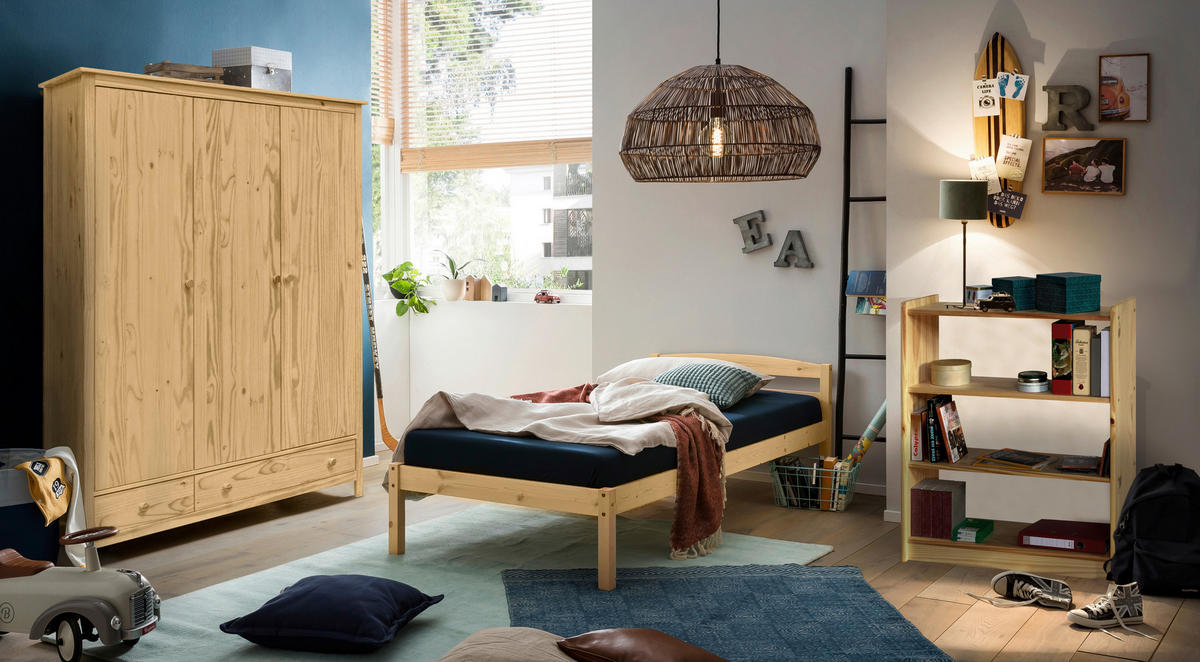 KLEIDERSCHRANK 144/190/58 cm,  in Naturfarben, 3-türig  - Naturfarben, Natur, Holz (144/190/58cm) - Livetastic