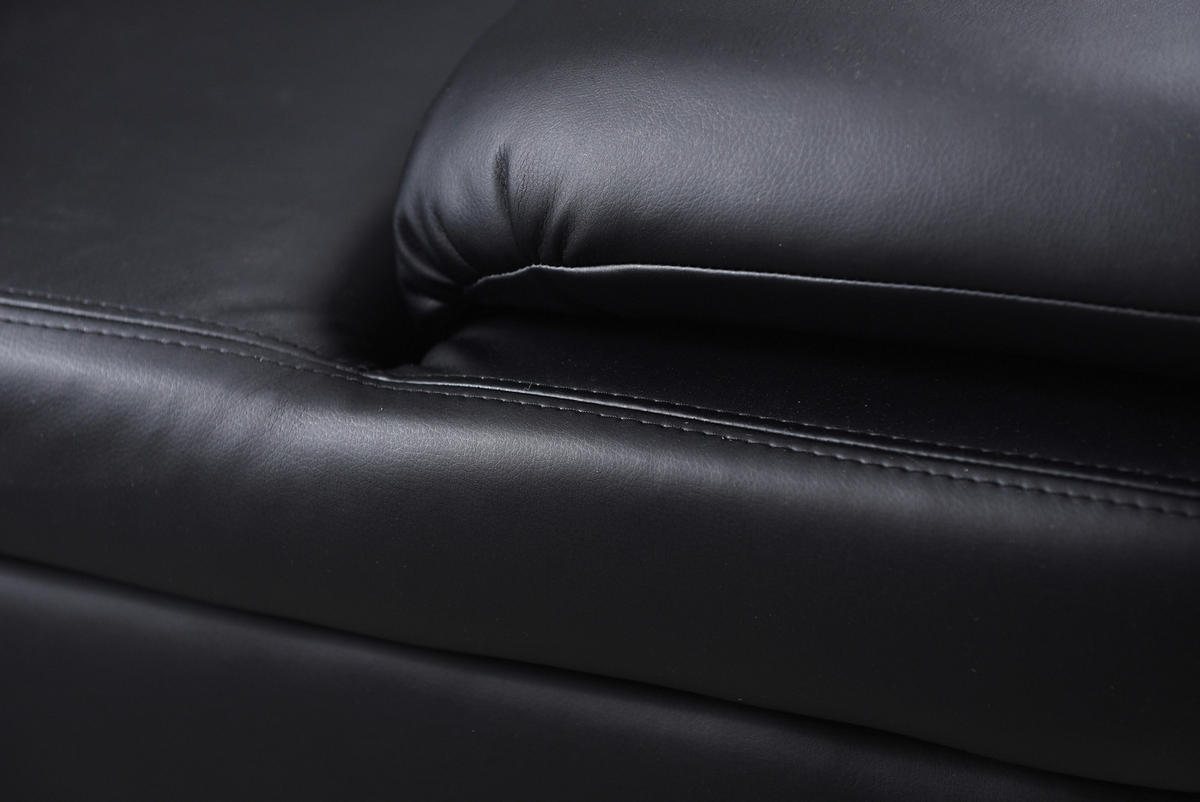 3-SITZER-SOFA in Lederlook Schwarz  - Schwarz/Grau, Design, Textil/Metall (218/78/88cm) - MID.YOU