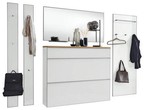 GARDEROBE 6-teilig in 260/195/31 cm - Weiß, Design, Glas/Holz (260/195/31cm)