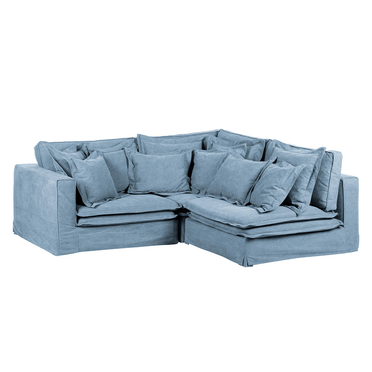 ECKSOFA Webstoff Blau  - Blau/Schwarz, Design, Kunststoff/Textil (222/238cm) - P & B