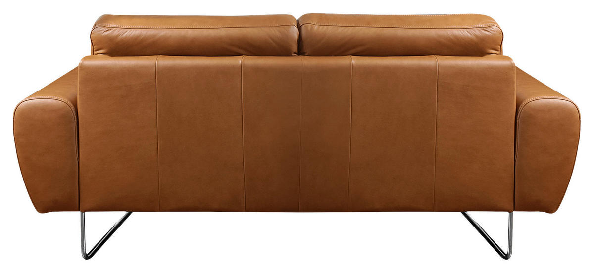 2-SITZER-SOFA in Echtleder Cognac  - Chromfarben/Cognac, Design, Leder/Metall (177/85/92cm) - Livetastic