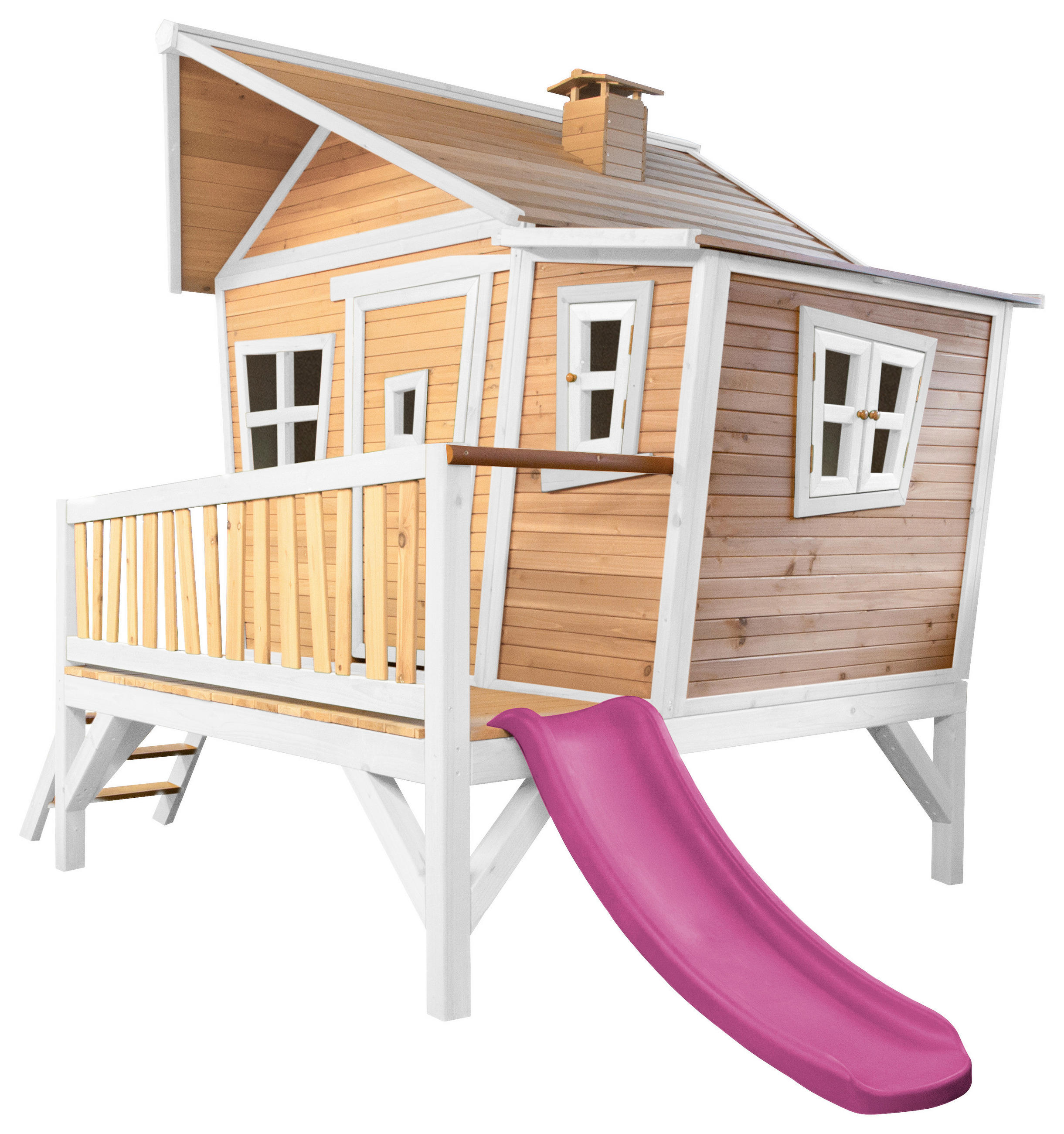 SPIELHAUS 123/12,8/152 cm  - Weiss/Lila, Konventionell, Holz/Kunststoff (123/12,8/152cm)