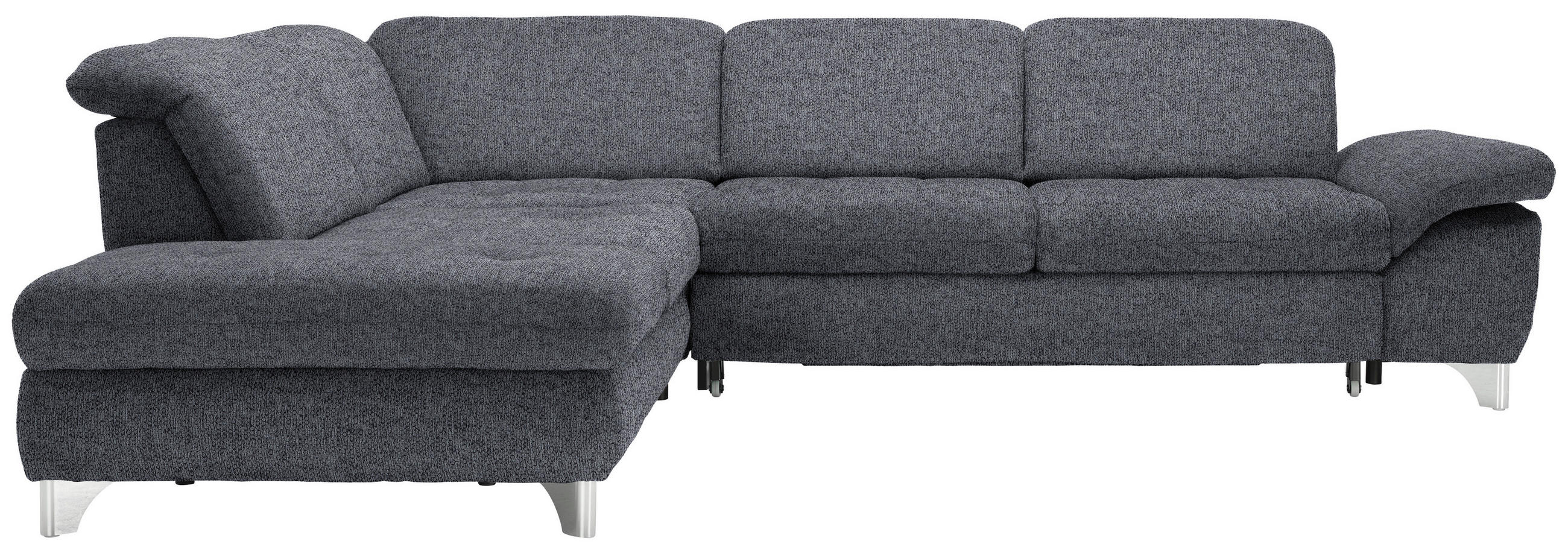 ECKSOFA in Webstoff Anthrazit  260/319 cm  - Anthrazit/Alufarben, Design, Textil/Metall (260/319cm) - Beldomo Style