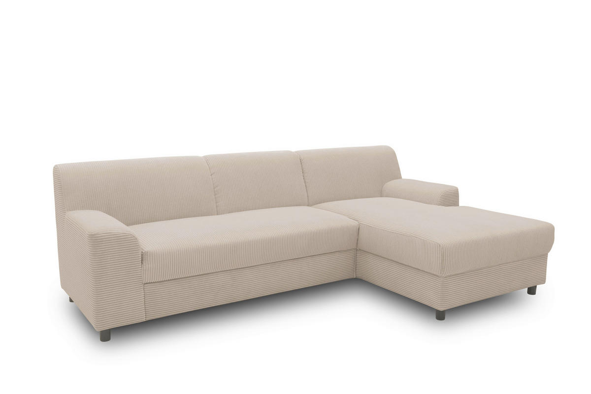 ECKSOFA CAPRI 2 Taupe Cord Zierkissen  - Taupe/Schwarz, Basics, Kunststoff/Textil (241/146cm) - MID.YOU