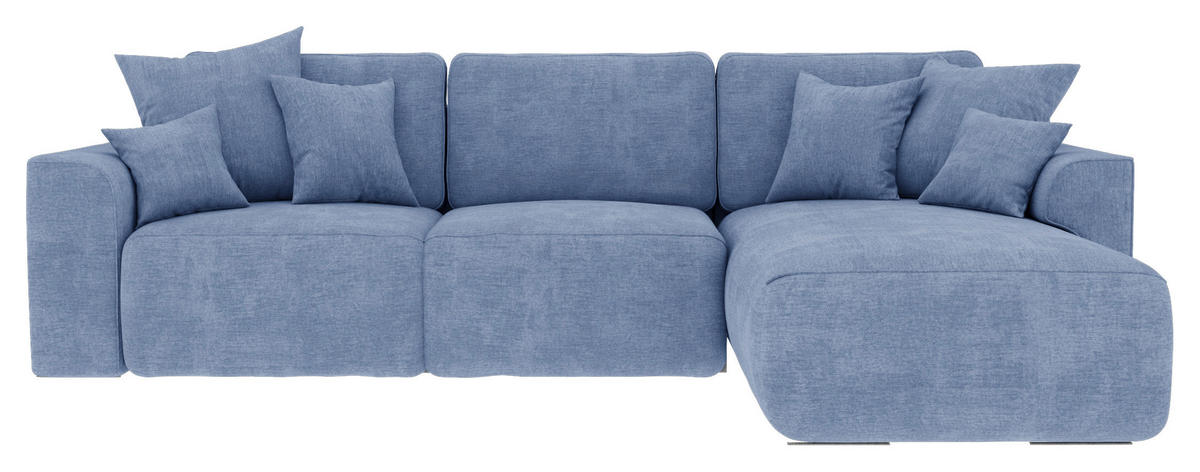 ECKSOFA Hellblau Samt  - Chromfarben/Hellblau, KONVENTIONELL, Kunststoff/Textil (293/195cm) - Carryhome