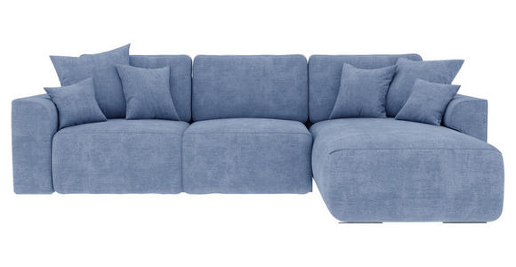 ECKSOFA in Samt Hellblau  - Chromfarben/Hellblau, KONVENTIONELL, Kunststoff/Textil (293/195cm) - Carryhome