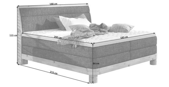 BOXSPRINGBETT 180/200 cm  in Anthrazit, Eichefarben  - Eichefarben/Anthrazit, Natur, Holz/Textil (180/200cm) - Valnatura