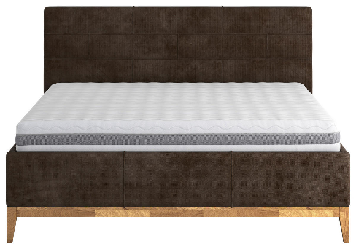 POLSTERBETT 160/200 cm  in Braun  - Weiss/Eichefarben, Modern, Holz/Holzwerkstoff (160/200cm) - MID.YOU